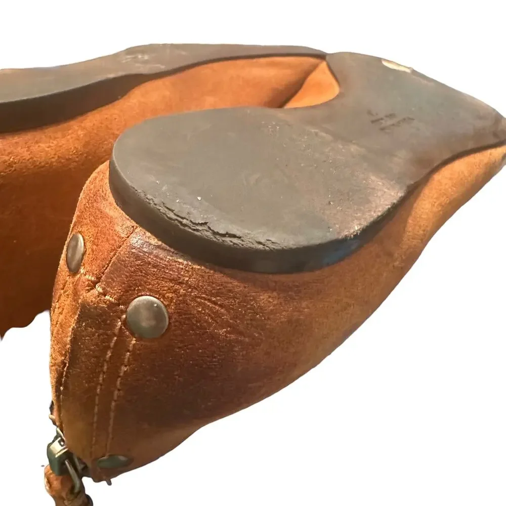 Vera Wang Rust Brown Leather Ballet Flats Back Zip Women’s Size 7